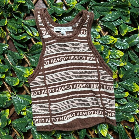 HOWDY Brown White Striped Baby Tank Top Size Small - Picture 1 of 3